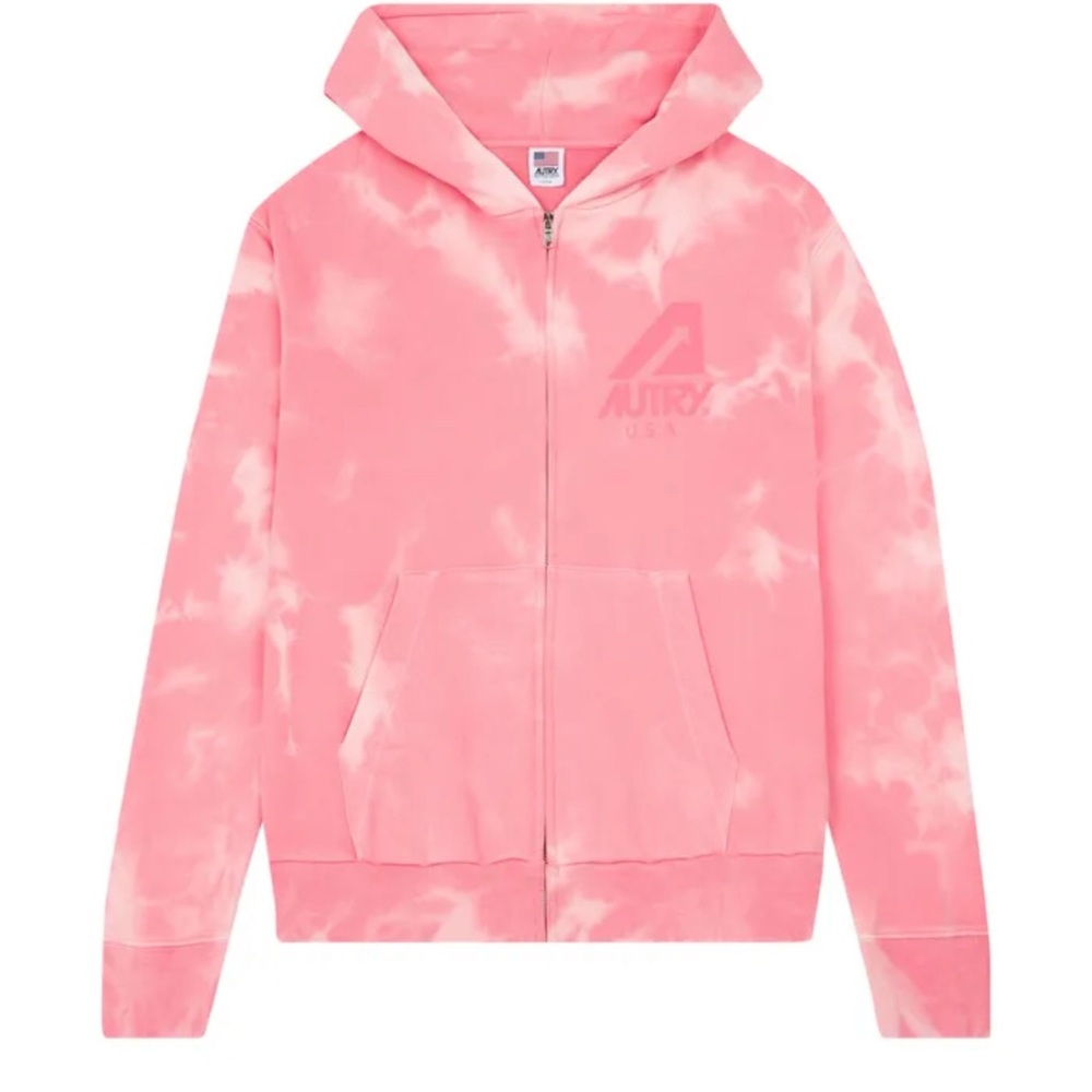 Pink Cropped Hoodie with Zipper and Drawstring